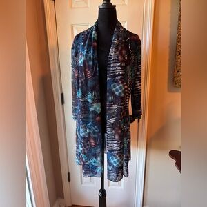 Creation Colorful Patterned Open Cardigan size X-Large